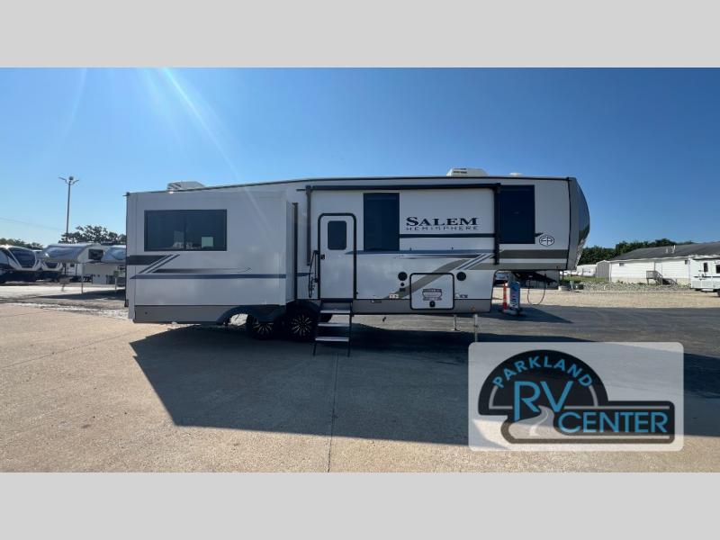 Forest River RV Salem Hemisphere 286RL fifth wheel parked out on the lot